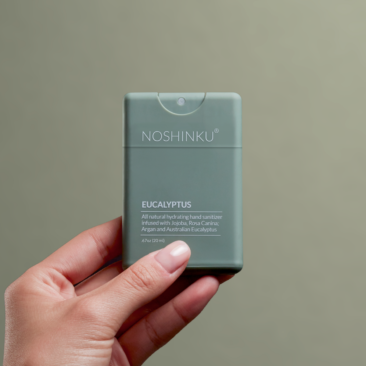 Refillable eucalyptus moisturizing pocket hand sanitizer with natural oils