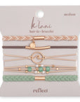 Reflect hair tie bracelet set with five neutral and green bands