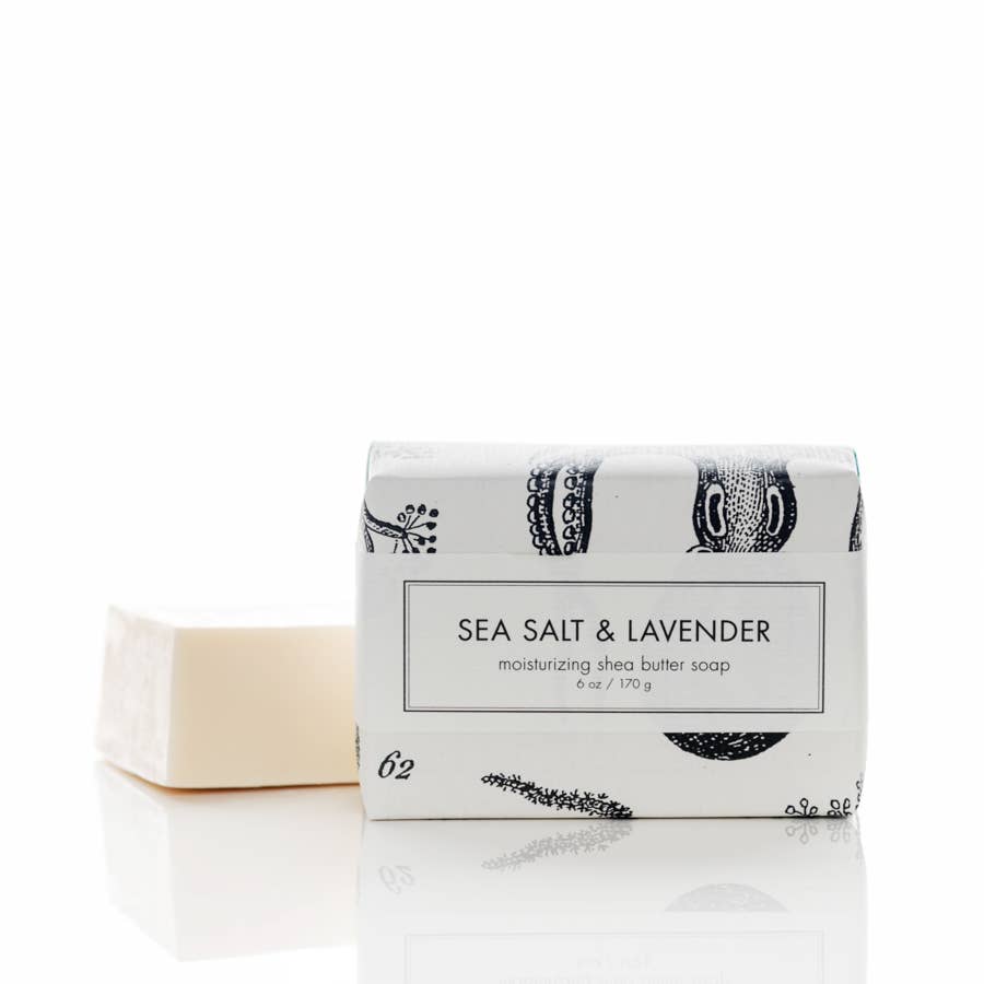 Sea Salt & Lavender Shea Butter Soap bar with coastal scent