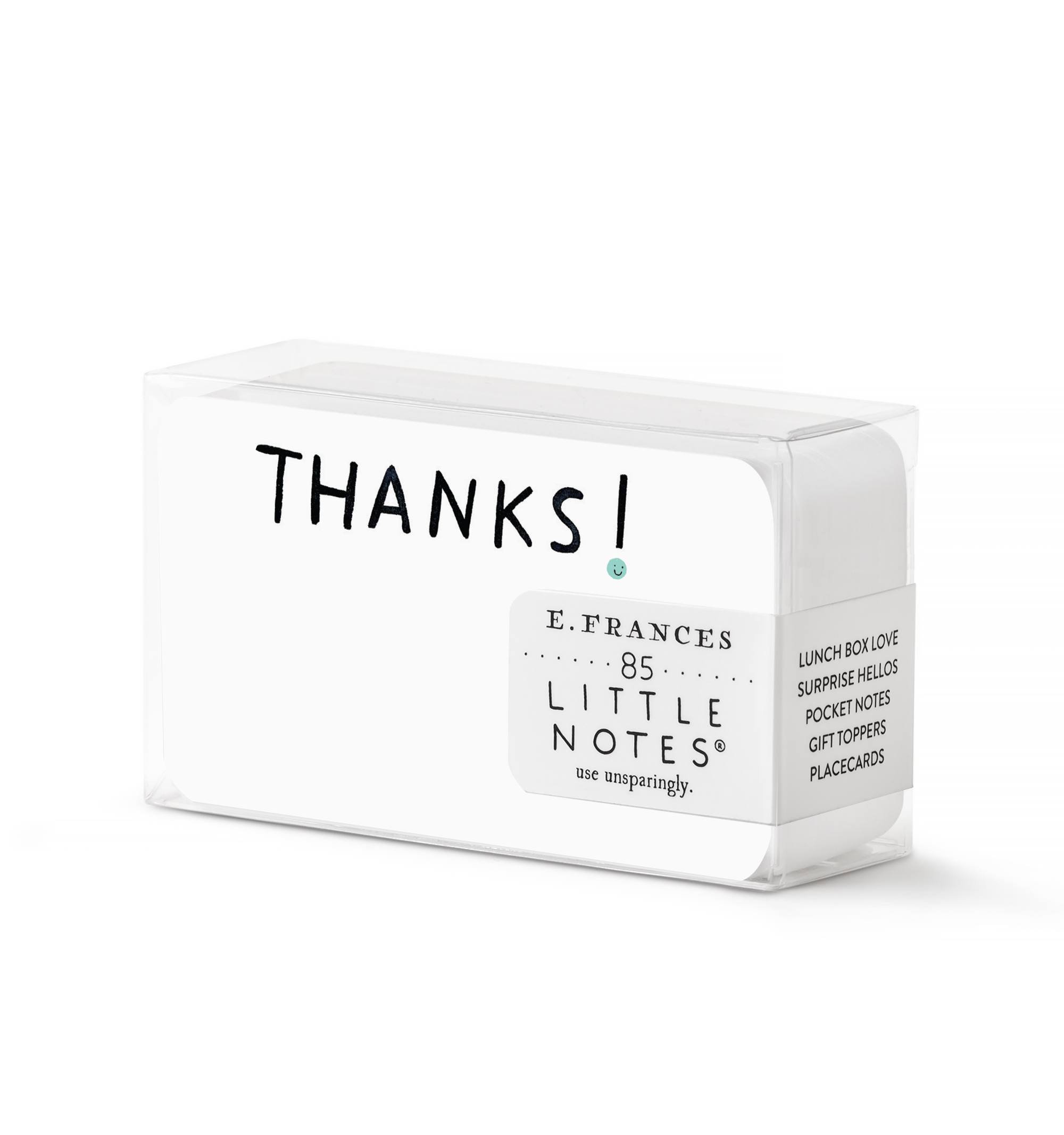 Box of E. Frances Little Notes with 'THANKS!' text on a white background