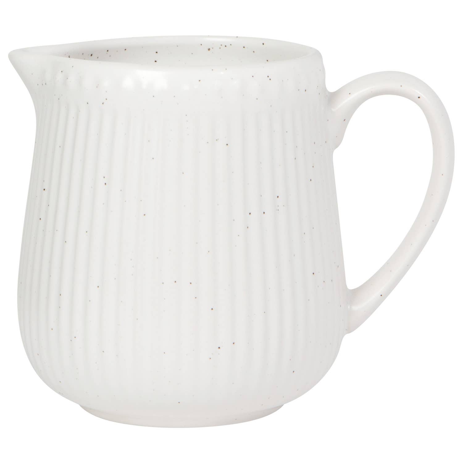 White speckled stoneware creamer with fluted texture