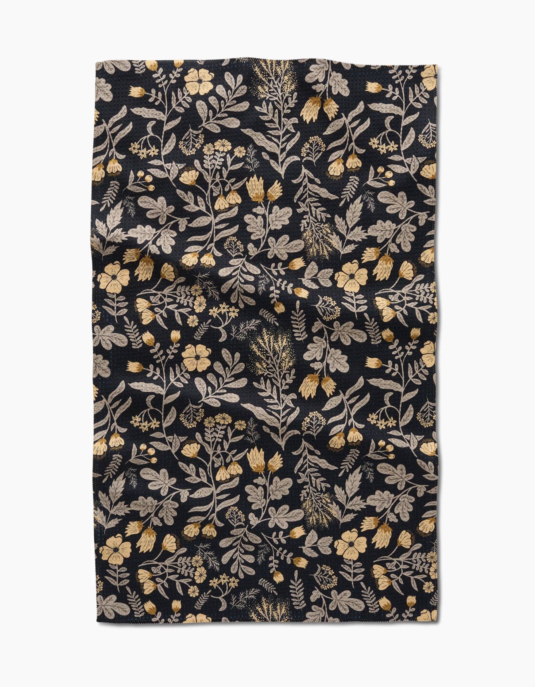 Woodland Wildflowers Geoweave kitchen tea towel featuring hand-painted floral design, eco-friendly and quick drying