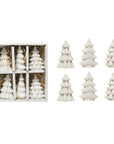 White Stoneware Christmas Trees – Boxed Set of 6