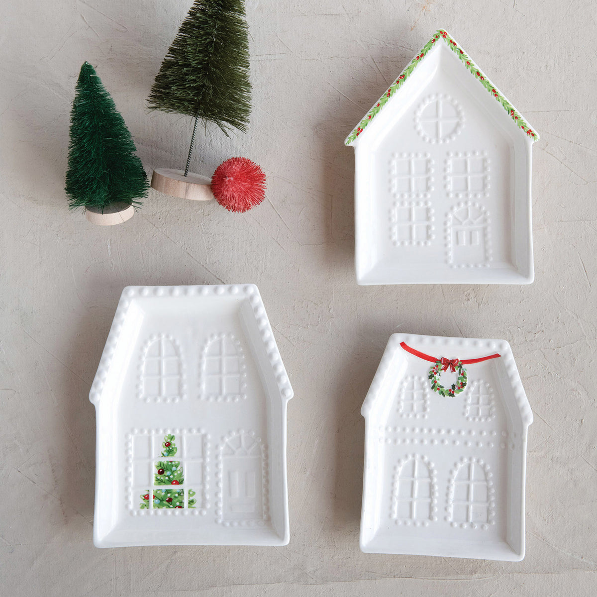 Embossed Stoneware House Plate - SOLD INDIVIDUALLY