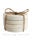Marble Coasters w/ Brass Tree Inlay, White, Set of 4
