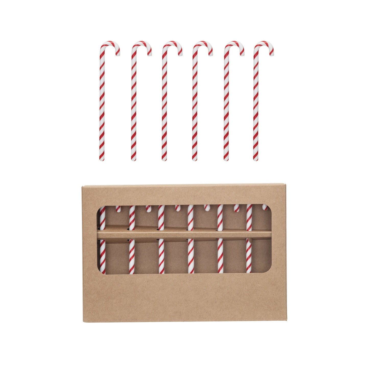 Glass Candy Cane Drink Stir Sticks – Boxed Set of 6