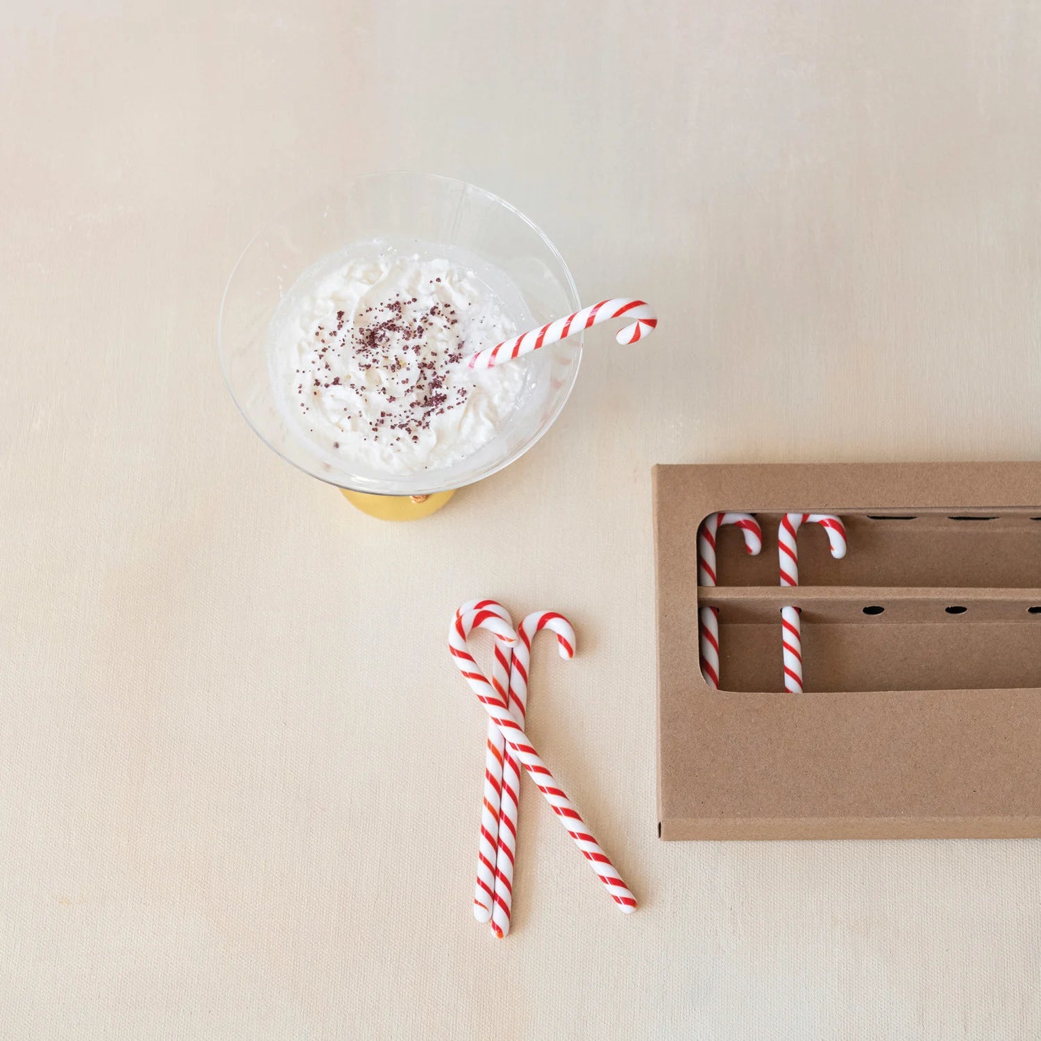 Glass Candy Cane Drink Stir Sticks – Boxed Set of 6