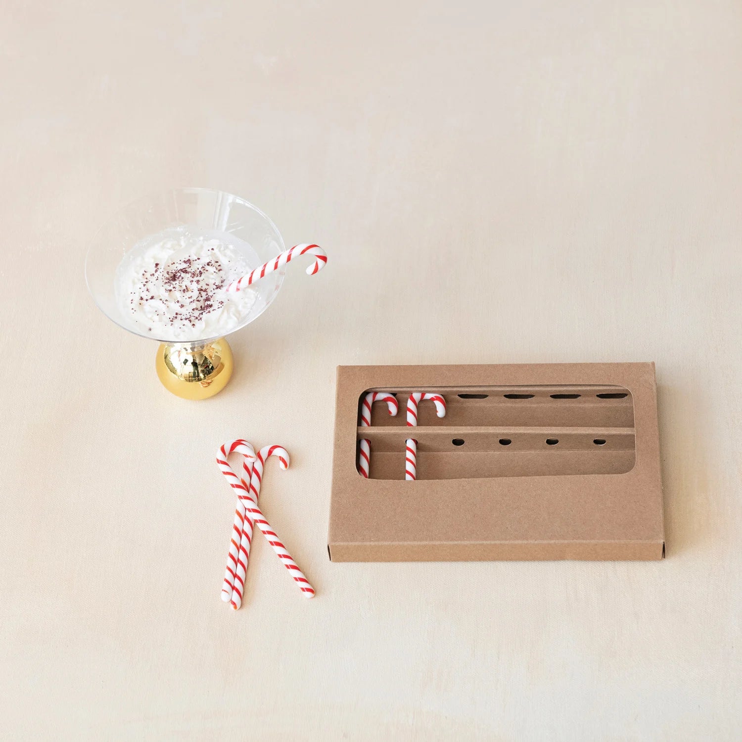 Glass Candy Cane Drink Stir Sticks – Boxed Set of 6