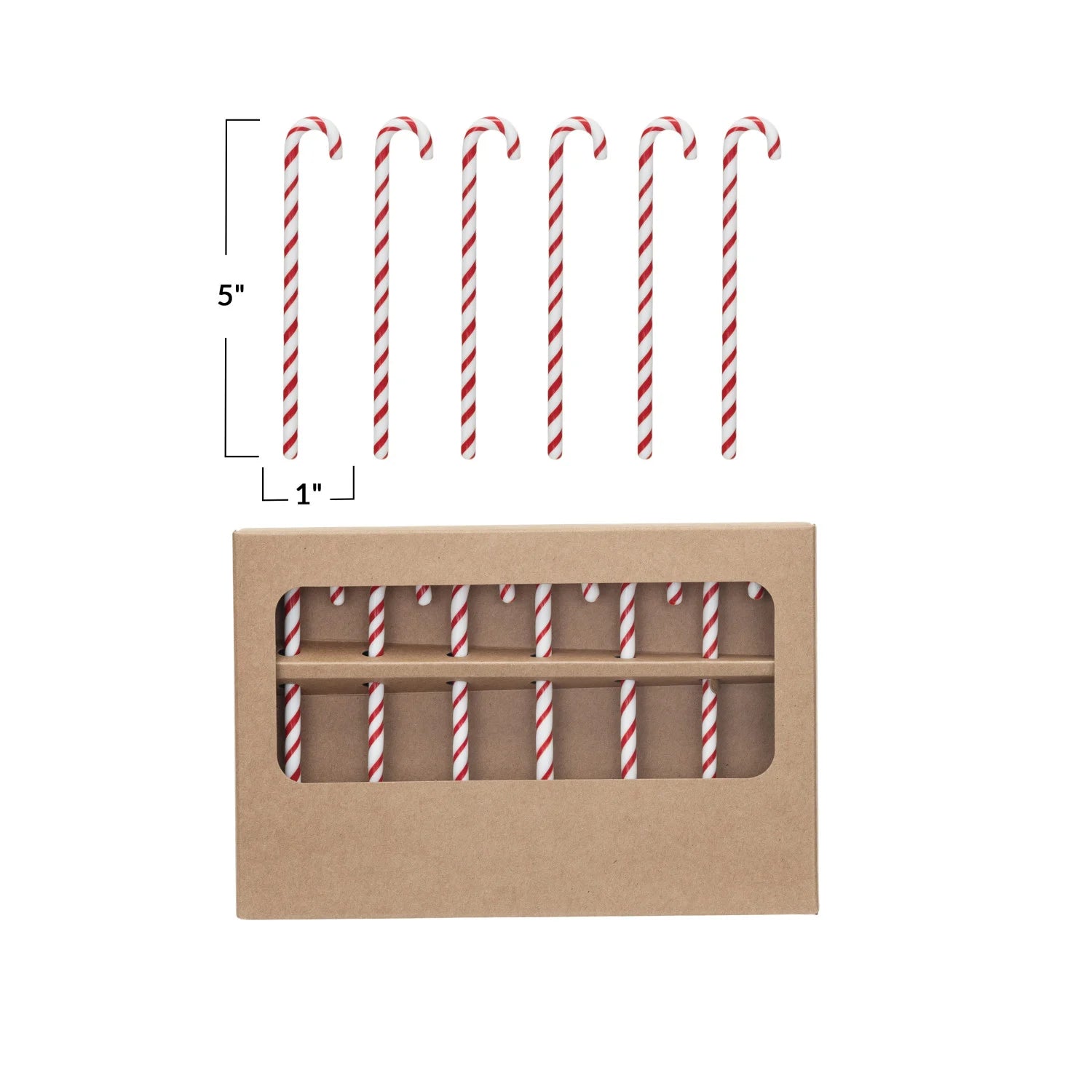 Glass Candy Cane Drink Stir Sticks – Boxed Set of 6