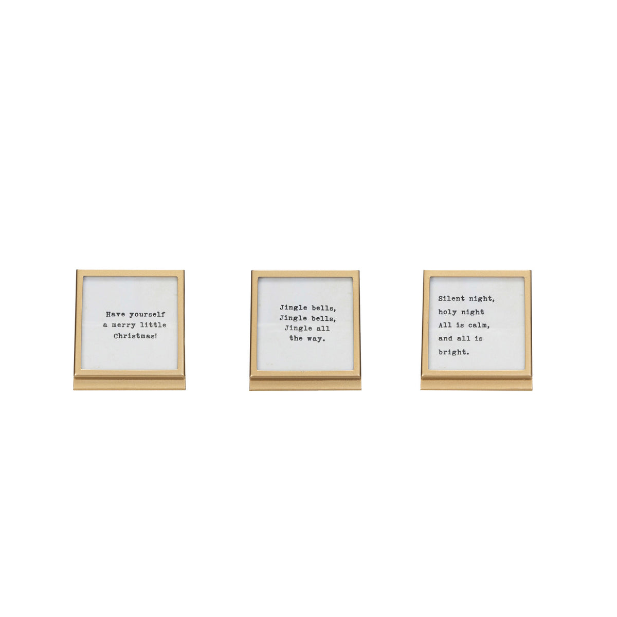 Metal &amp; Glass Frame w/ Easel &amp; Saying, 3 Styles (Holds 3" Square Photo)