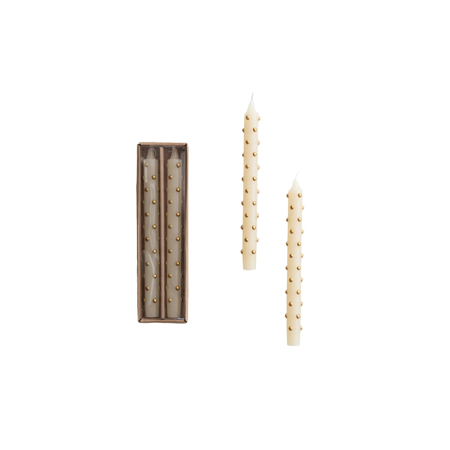 Clear &amp; Gold 3D Dot Unscented Taper Candles – Set of 2