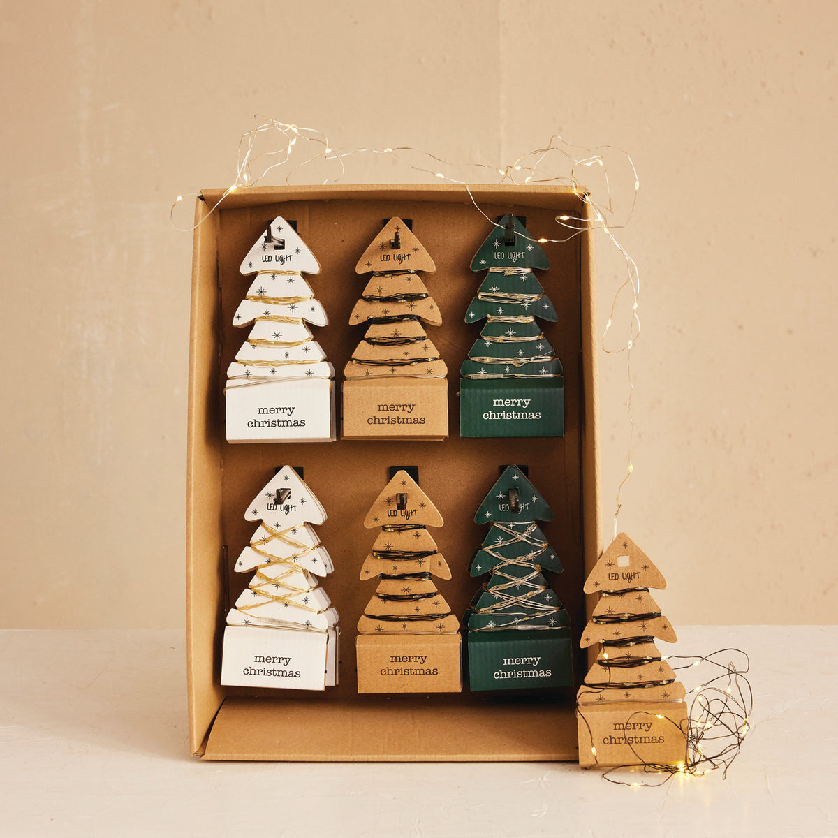 118-Inch LED String Lights on Tree-Shaped Display Cards – 3 Styles