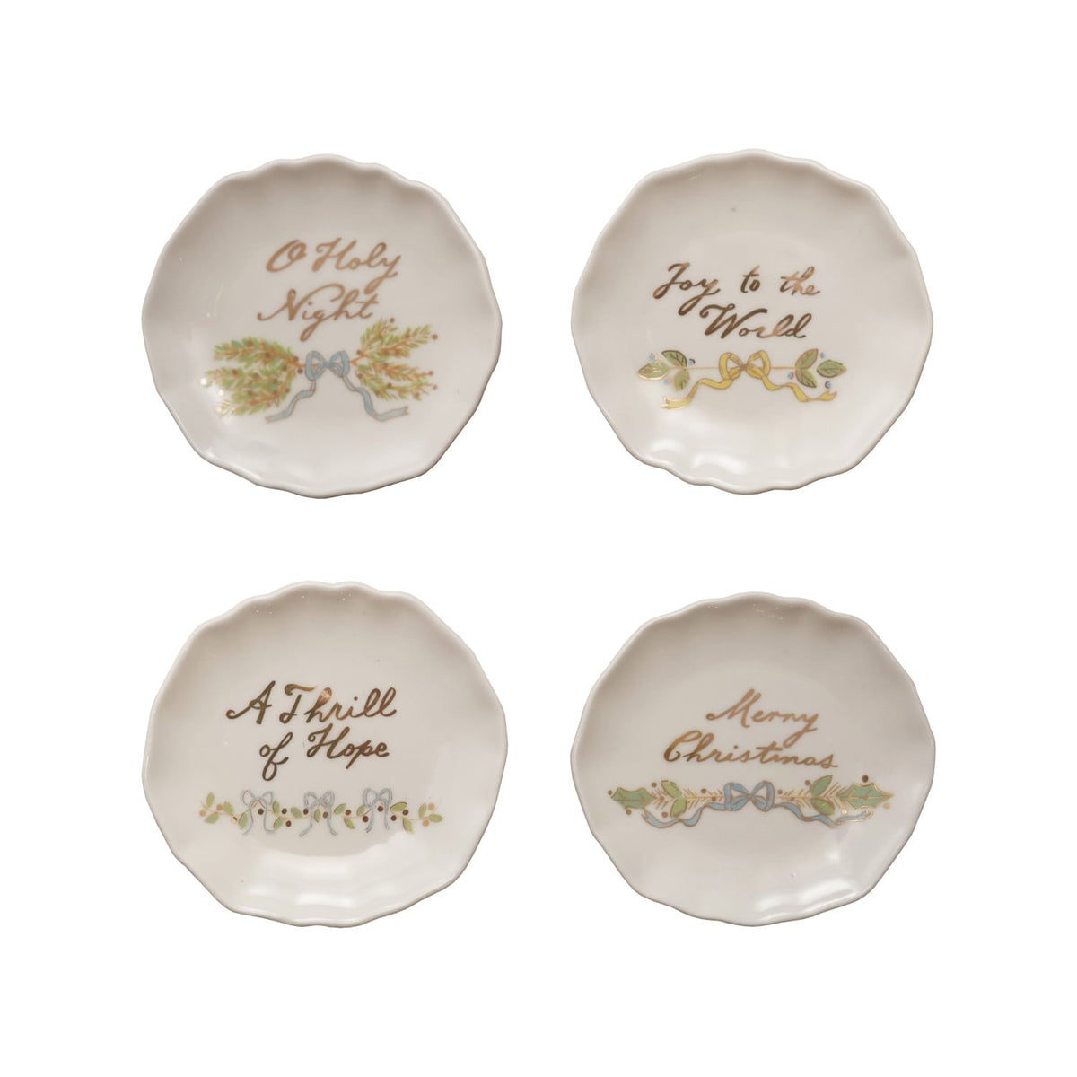 Stoneware Scalloped Plate with Gold Electroplating, 4 Styles ©