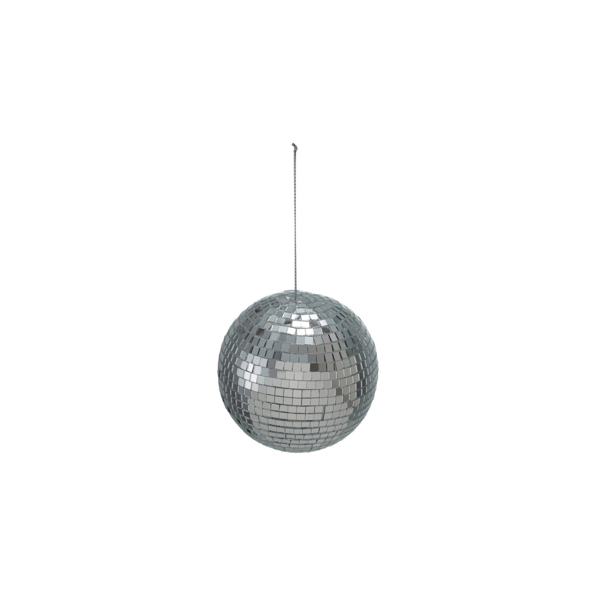4" Round Foam &amp; Mirrored Glass Mosaic Ball Ornament, Silver Finish