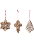 Resin Gingerbread Cookie Shaped Ornament with Glitter, Brown & White, 3 Styles
