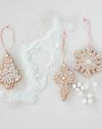 Resin Gingerbread Cookie Shaped Ornament with Glitter, Brown & White, 3 Styles