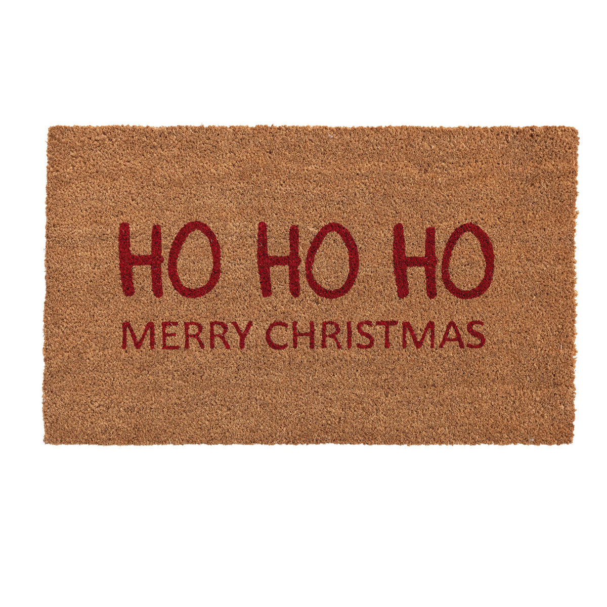 Natural Coir Doormat "HO HO HO Merry Christmas", Red