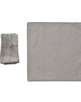 Cotton & Linen Napkins with Metallic Blanket Stitch – Set of 4