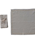 Linen Napkins with Metallic Gold Embroidered Border – Set of 4