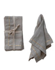 Linen Napkins with Metallic Gold Embroidered Border – Set of 4