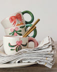 Linen Napkins with Metallic Gold Embroidered Border – Set of 4