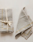 Linen Napkins with Metallic Gold Embroidered Border – Set of 4