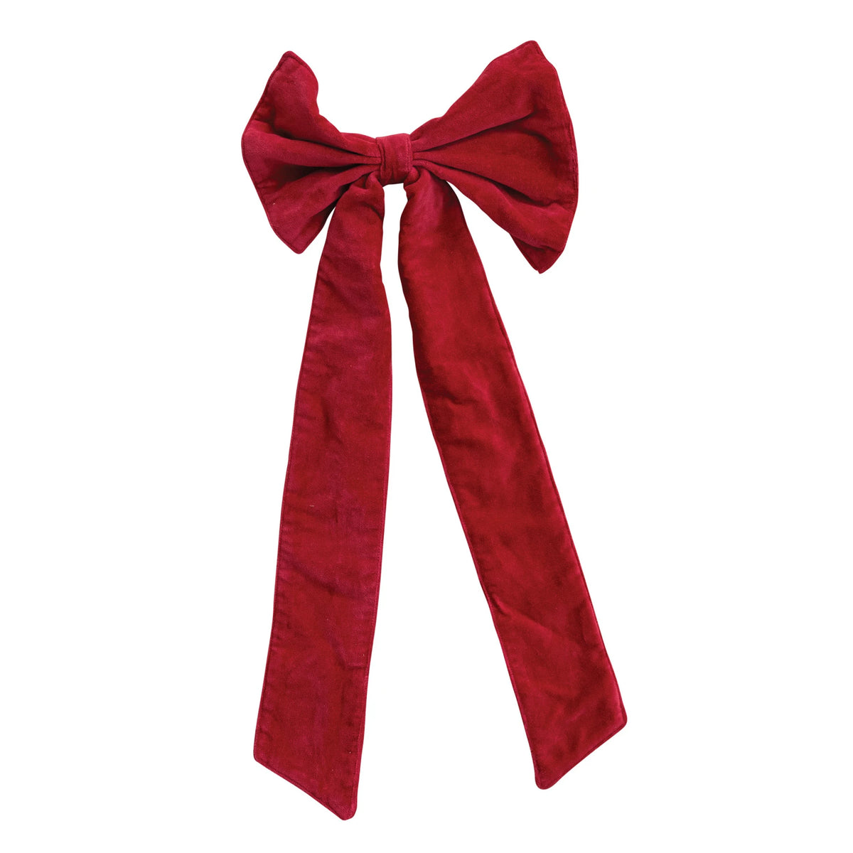 Velvet Artisan Bow Clip – Red &amp; Cream Cotton Velvet Decorative Bow