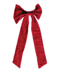 Velvet Artisan Bow Clip – Red & Cream Cotton Velvet Decorative Bow