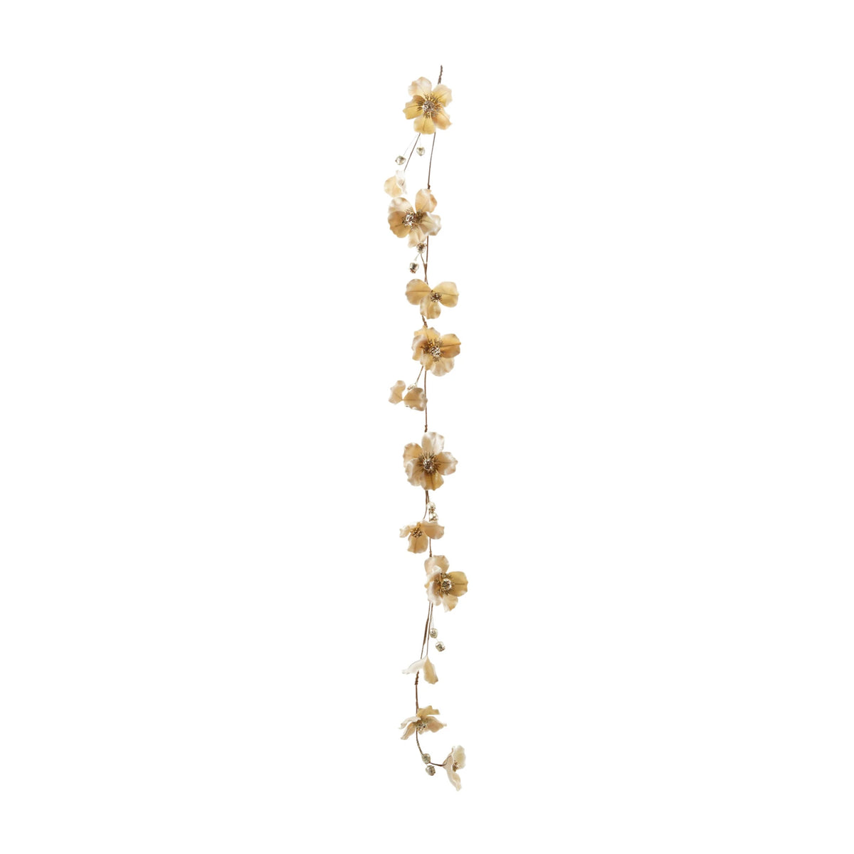 Blush Magnolia Flower Garland with Glitter &amp; Jewels – Faux Floral Décor