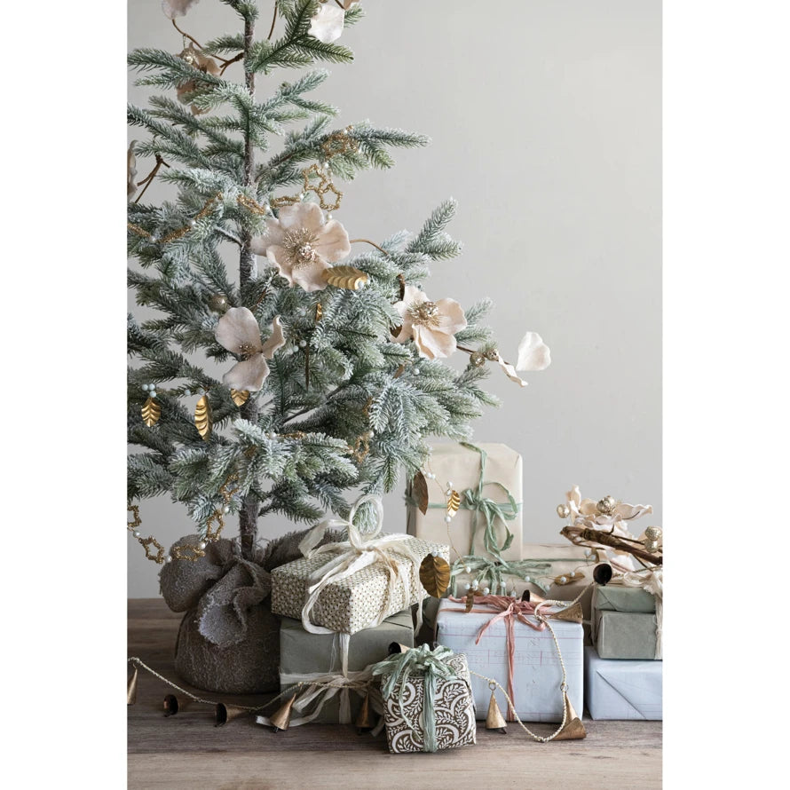 Blush Magnolia Flower Garland with Glitter &amp; Jewels – Faux Floral Décor