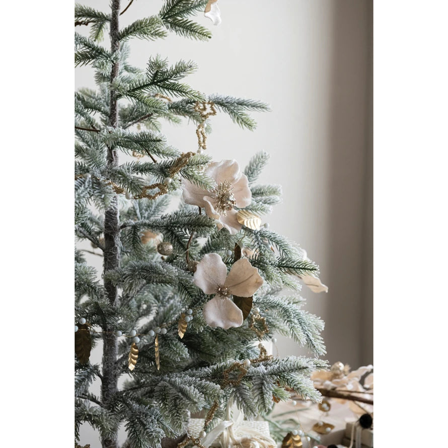 Blush Magnolia Flower Garland with Glitter &amp; Jewels – Faux Floral Décor