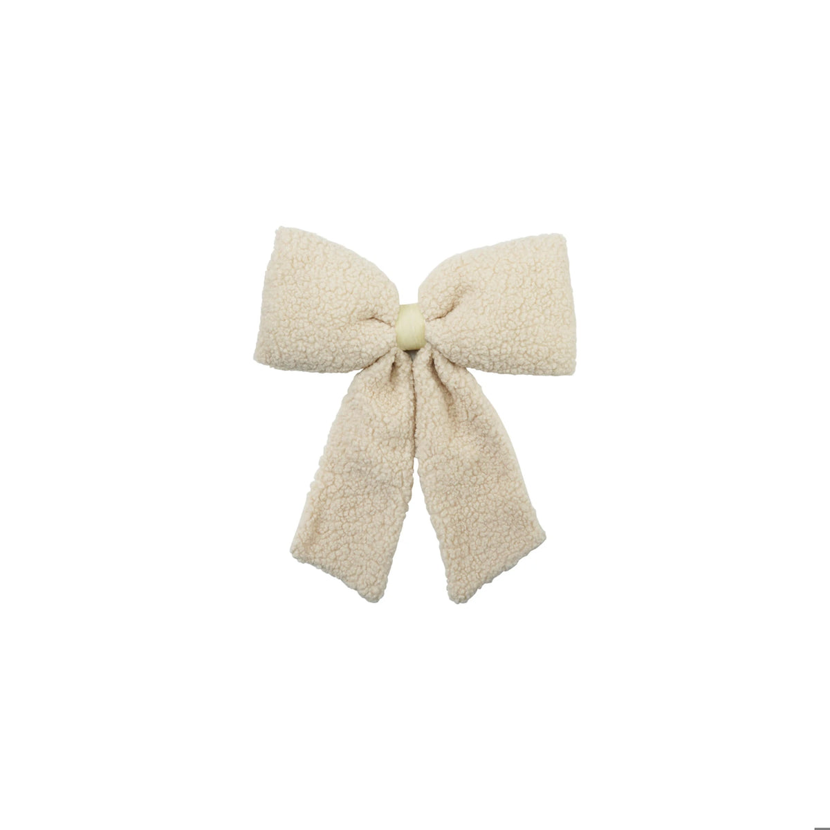 Cream Faux Sherpa Clip-On Bow – Soft Decorative Accent